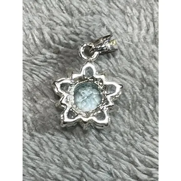 Sterling Silver 925 STAR Blue Topaz Pendant with CZ round stones !! - Picture 2 of 6